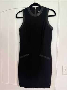 Express Black Sleeveless Mini Dress with Faux Leather Trim